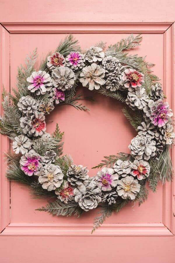 Painted Pine Cone Wreath