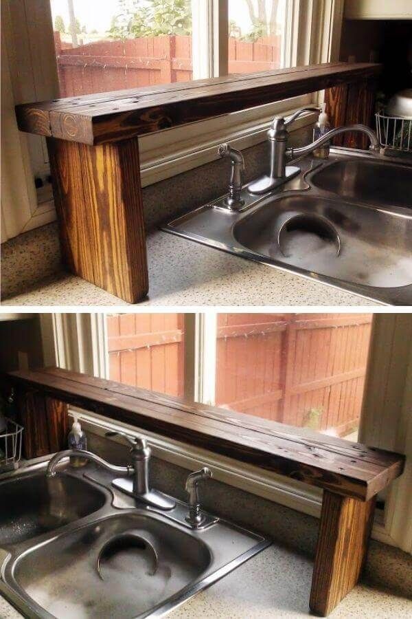 Pallet Wood Over-The-Sink Window Shelf