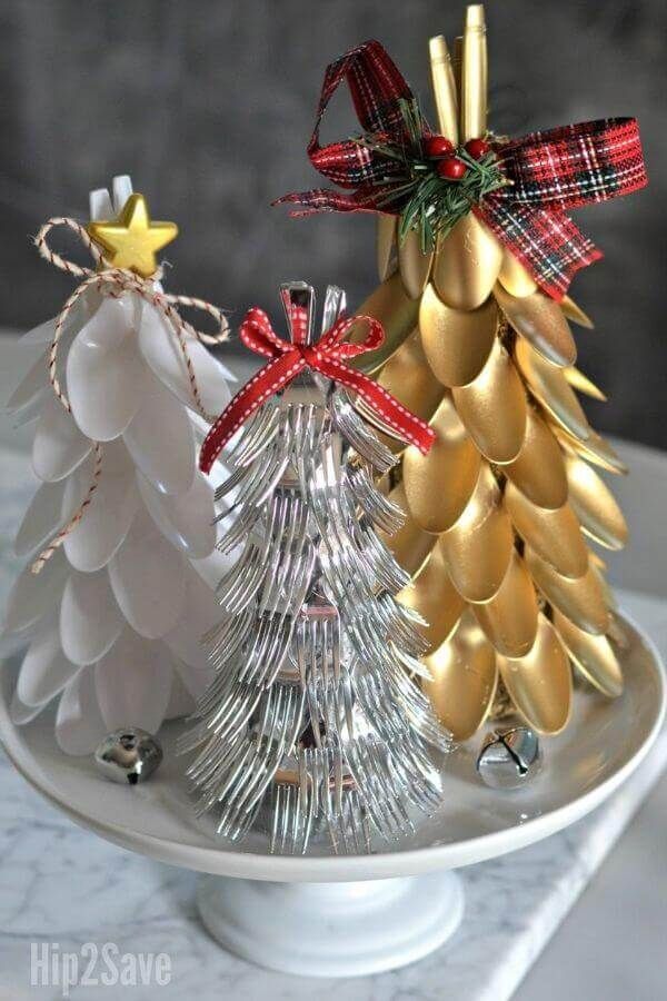 Plastic Spoon And Fork Christmas Tree Centerpiece