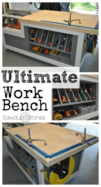 Workshop Workbench With Shelf Dividers