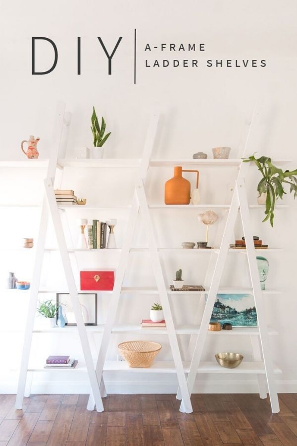DIY A-Frame Ladder Shelves