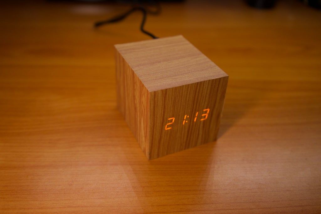 Digital Cube Wood Clock