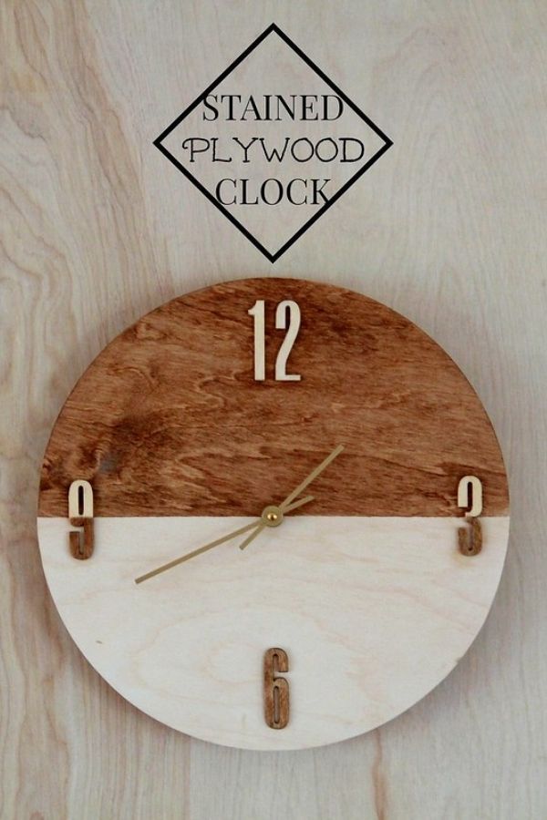 Dual Stained Plywood Wall Clock