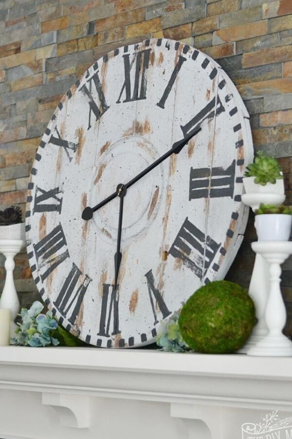 Electrical Reel Giant Reclaimed Wood Clock
