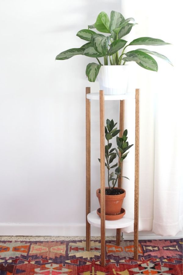 Mid-Century Tall Plant Stand
