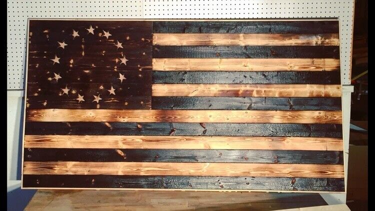Wood Burned American Flag