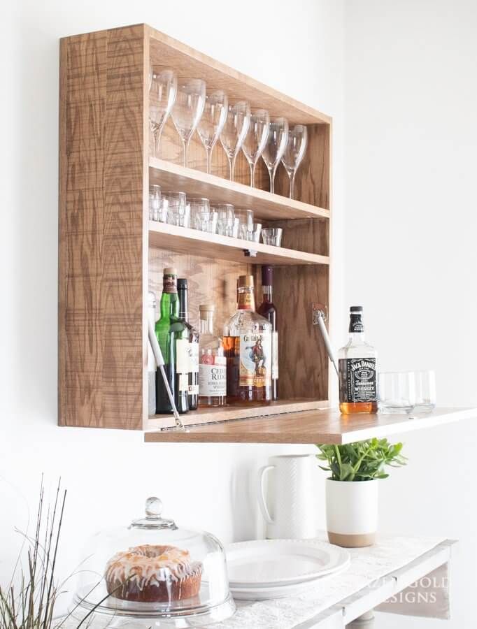 DIY Wall-Mounted Bar Cabinet