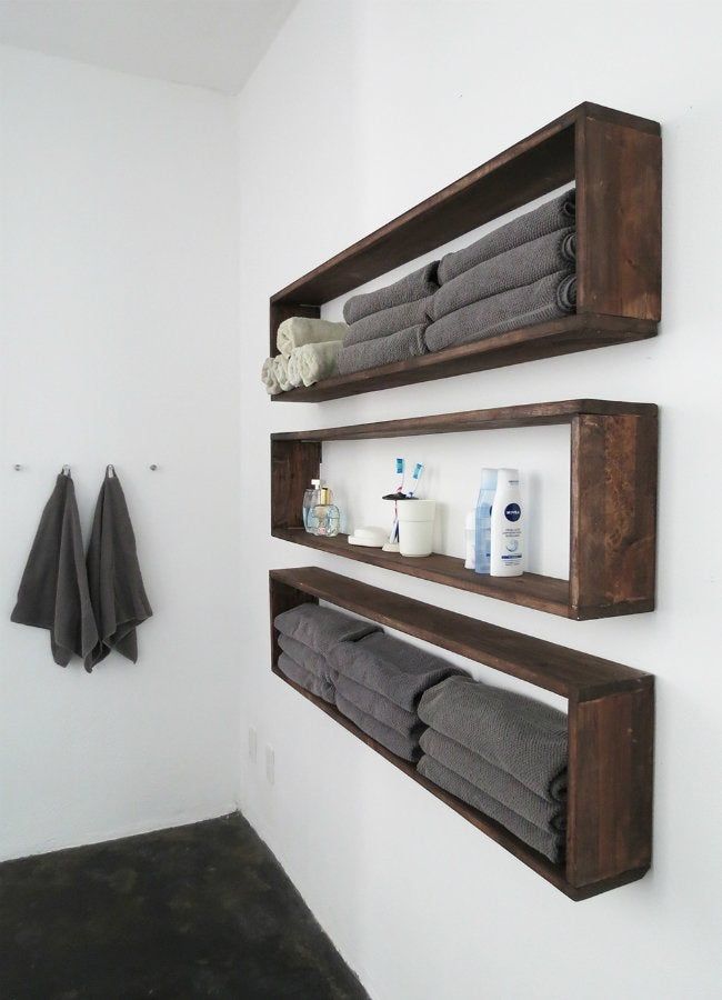Double Bathroom Storage With Easy-Build Box Shelves