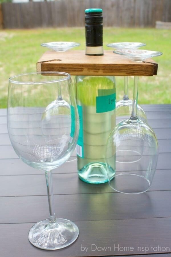 DIY Holder For Wine Bottle And Glasses