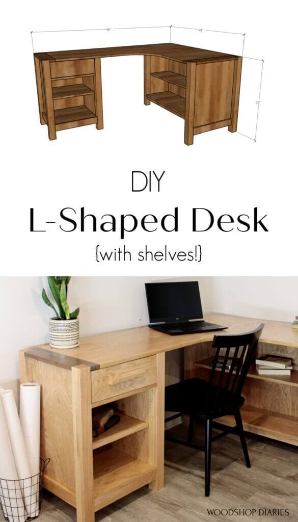39 Diy L Shaped Desk Plans And Ideas, Diy L Shaped Desk With Storage