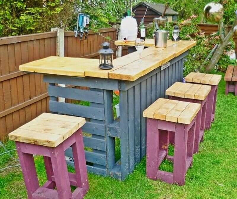 Outdoor Palletstang met krukken