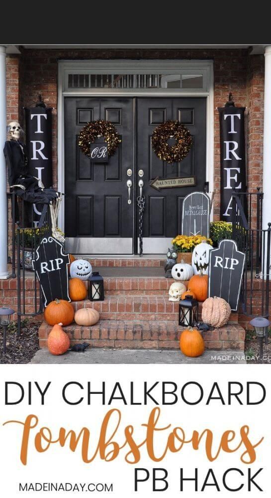 Halloween Chalkboard Tombstones